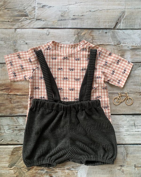 Pantalone neonato/a stile bloomer a palloncino con bretelle regolabili , in maglina di viscosa - immagine 2