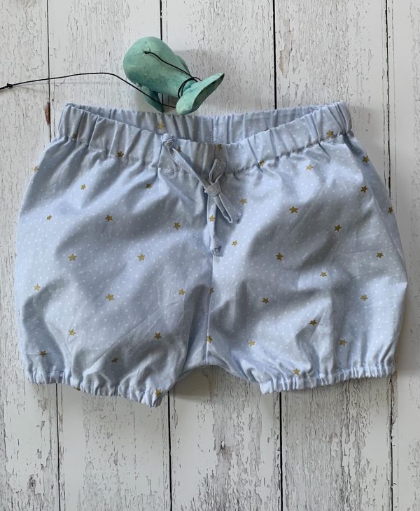 Completo neonato/a maglia con colletto- pantalone corto con stelline in cotone organico 100%. - immagine 3