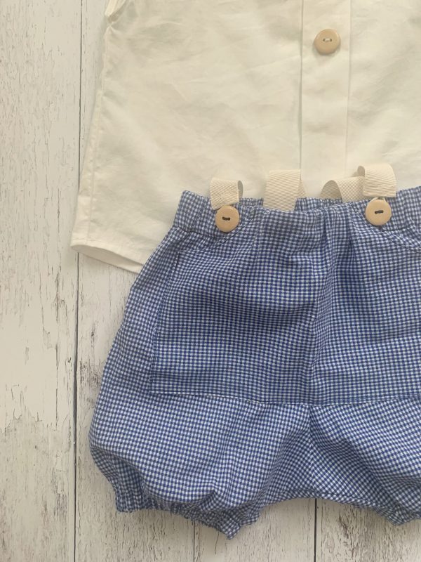Camicia bambino/a con girocollo e piega davanti, in cotone 100% - immagine 4