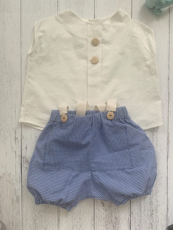Camicia bambino/a con girocollo e piega davanti, in cotone 100% - immagine 2