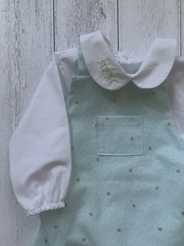 Salopette neonato  con bretelle regolabili e pantalone corto, in cotone. 6 mesi - immagine 3