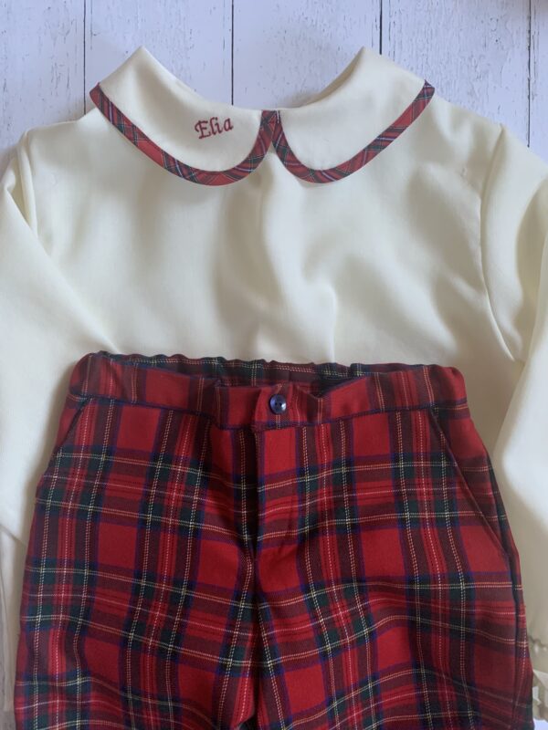 Pantalone tartan bambino-a con tasche laterali e risvolto - immagine 4