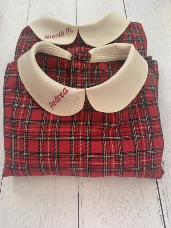 Camicia bambino/a con colletto personalizzabile, in cotone con stampa tartan - immagine 4