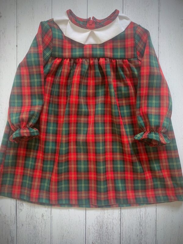 Abito tartan con colletto bianco
