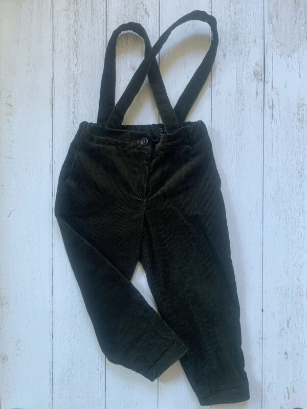 Pantalone velluto rigato con bretelle - immagine 4