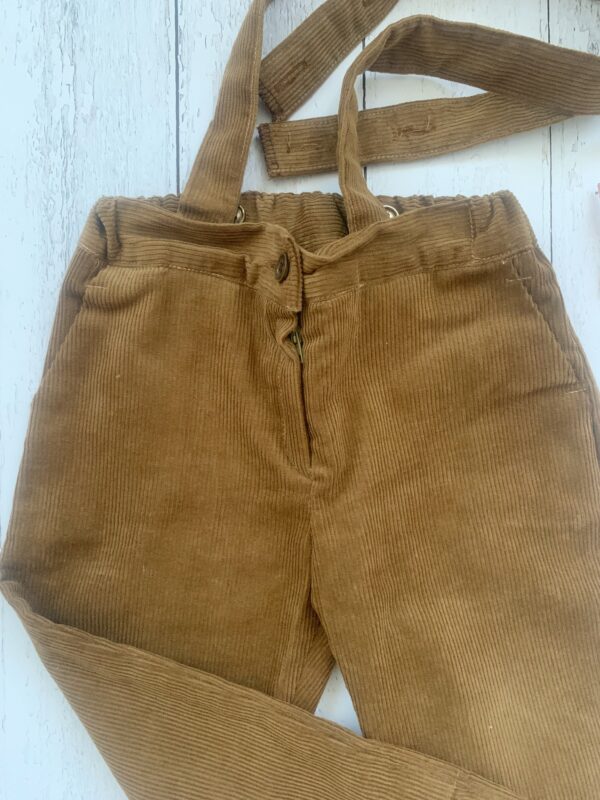 Pantalone velluto rigato con bretelle - immagine 5