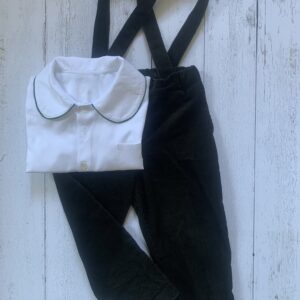 Pantalone velluto rigato con bretelle