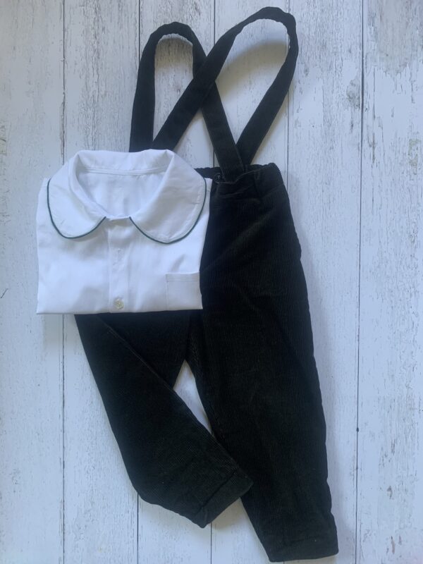 Pantalone velluto rigato con bretelle