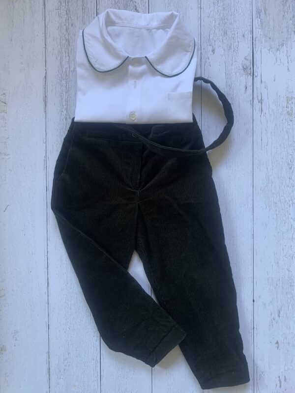 Pantalone velluto rigato con bretelle - immagine 2