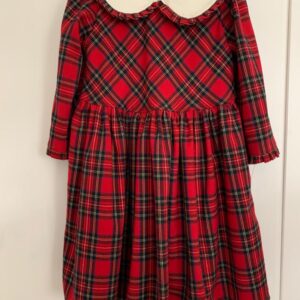 Abito tartan con maxi colletto bianco e gonna ampia