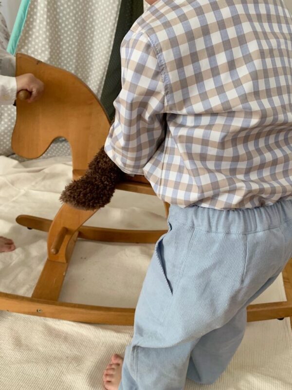 Camicia quadretti, colletto alla coreana e manica lunga in morbido cotone 100% - immagine 2