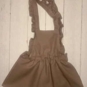 Gonna salopette- bretelle con le rouches  regolabili , in cotone certificato OEKO-TEX