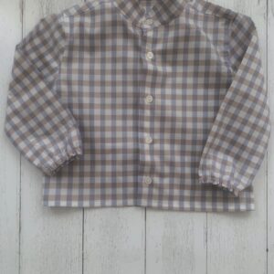 Camicia quadretti, colletto alla coreana e manica lunga in morbido cotone 100%