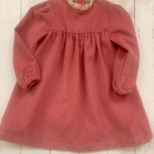 Vestito rosa antico- colletto con dettaglio in pizzo-manica lunga con elastico in cotone rigato certificato oeko-tex 100%
