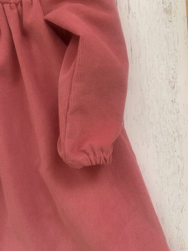 Vestito rosa antico- colletto con dettaglio in pizzo-manica lunga con elastico in cotone rigato certificato oeko-tex 100% - immagine 3