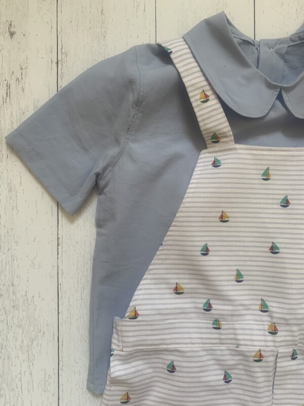 Camicia in cotone morbidissimo celeste , colletto tondo e manica corta Tessuto certificato cotone organico GOTS (Global Organic Textile Standard) - immagine 6