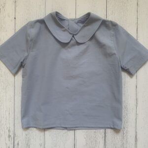 Camicia in cotone morbidissimo celeste , colletto tondo e manica corta Tessuto certificato cotone organico GOTS (Global Organic Textile Standard)