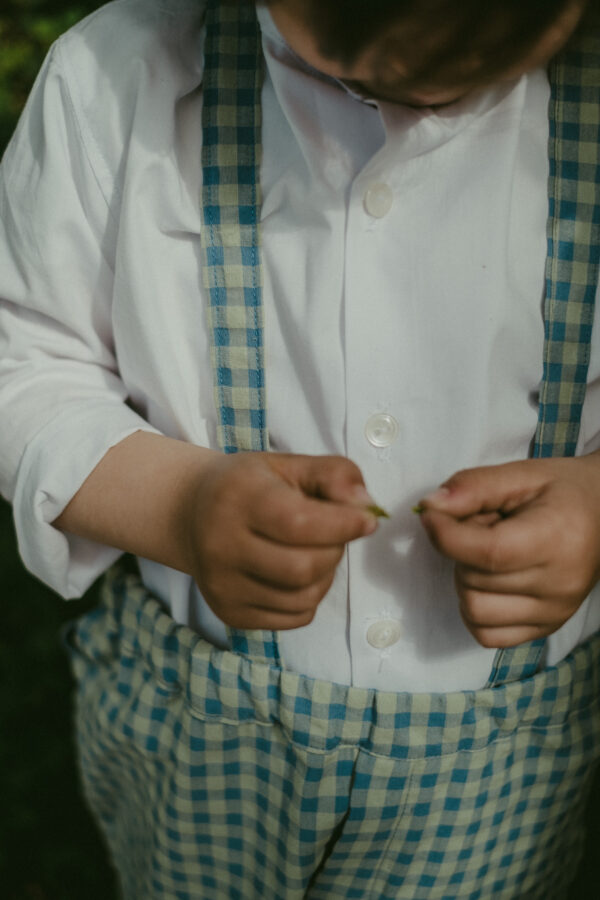 Camicia in cotone morbidissimo bianco, colletto alla coreana e manica a tre quarti. Tessuto certificato cotone organico GOTS (Global Organic Textile Standard) - immagine 4