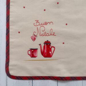 Tovaglie americane Natale in cotone canavs e grafiche stampate a trasferimento termico, personalizzabili.