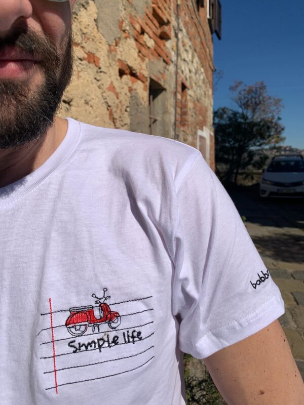 T-shirt cotone festa del papà ricamata vespa- spritz - immagine 3