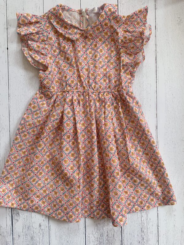 Vestito cotone viscosa con elastico in vita, colletto tondo e rouches maniche - immagine 4