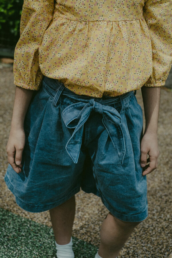 Gonna pantalone in cotone 100% jeans dyed effect , con cintura. - immagine 4