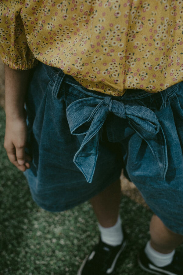 Gonna pantalone in cotone 100% jeans dyed effect , con cintura. - immagine 2