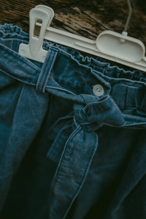Gonna pantalone in cotone 100% jeans dyed effect , con cintura. - immagine 3