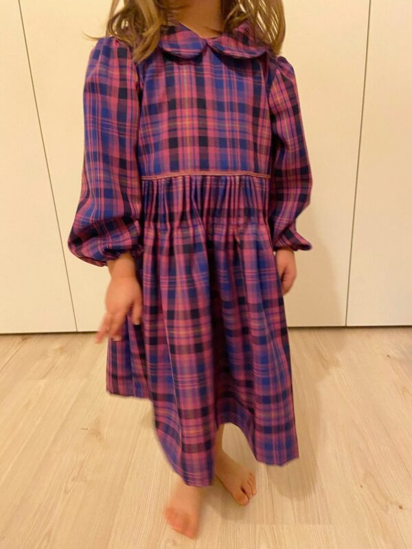 Abito tartan con con pieghe fatte a mano e ampia gonna - immagine 7