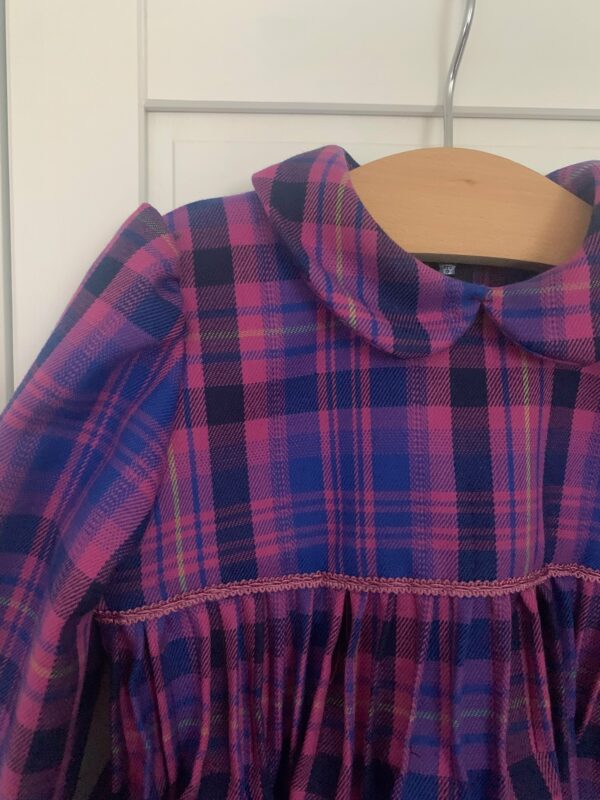 Abito tartan con con pieghe fatte a mano e ampia gonna - immagine 9