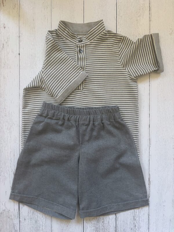 Completo Lorenzo pantalone al ginocchio e maglia manica corta in cotone organico - immagine 6