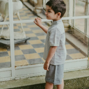 Completo Lorenzo pantalone al ginocchio e maglia manica corta in cotone organico