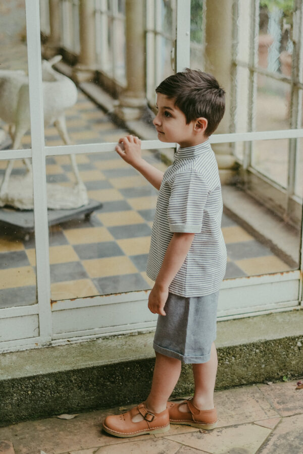 Completo Lorenzo pantalone al ginocchio e maglia manica corta in cotone organico