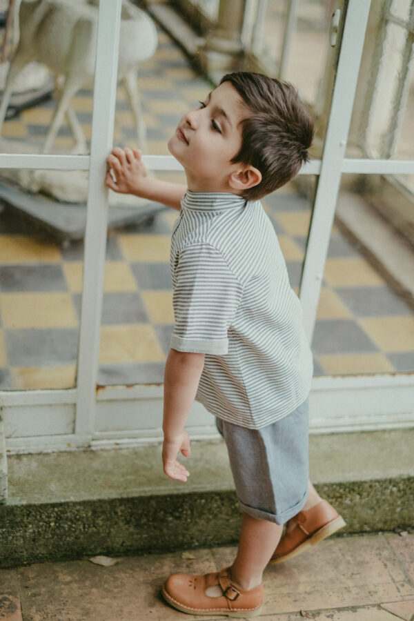 Completo Lorenzo pantalone al ginocchio e maglia manica corta in cotone organico - immagine 4