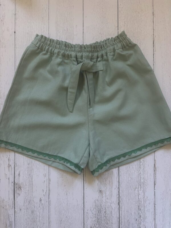 Pantalone corto Letizia con fiocco applicato in cotone lino - immagine 5
