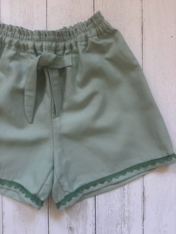 Pantalone corto Letizia con fiocco applicato in cotone lino - immagine 6