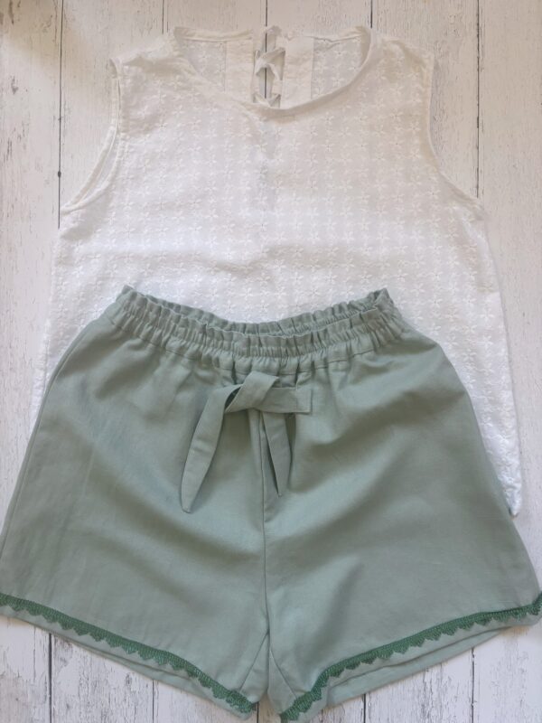 Pantalone corto Letizia con fiocco applicato in cotone lino - immagine 8