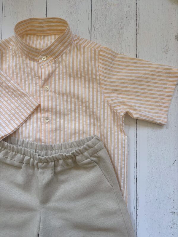 Camicia Tommaso maniche corte con collo alla coreana in cotone organico - immagine 5
