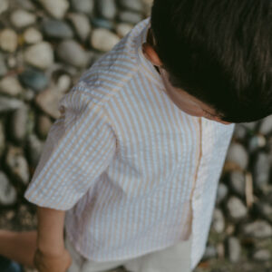 Camicia Tommaso maniche corte con collo alla coreana in cotone organico