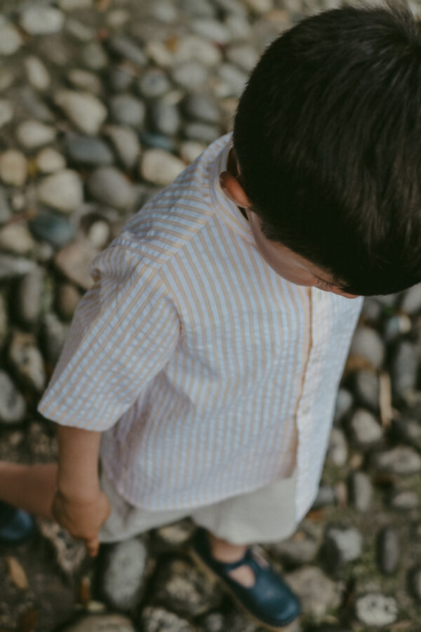 Camicia Tommaso maniche corte con collo alla coreana in cotone organico
